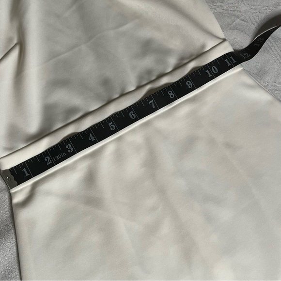 White Sheath Dress with Bishop Sleeves and Cold Shoulder - Picture 10 of 11